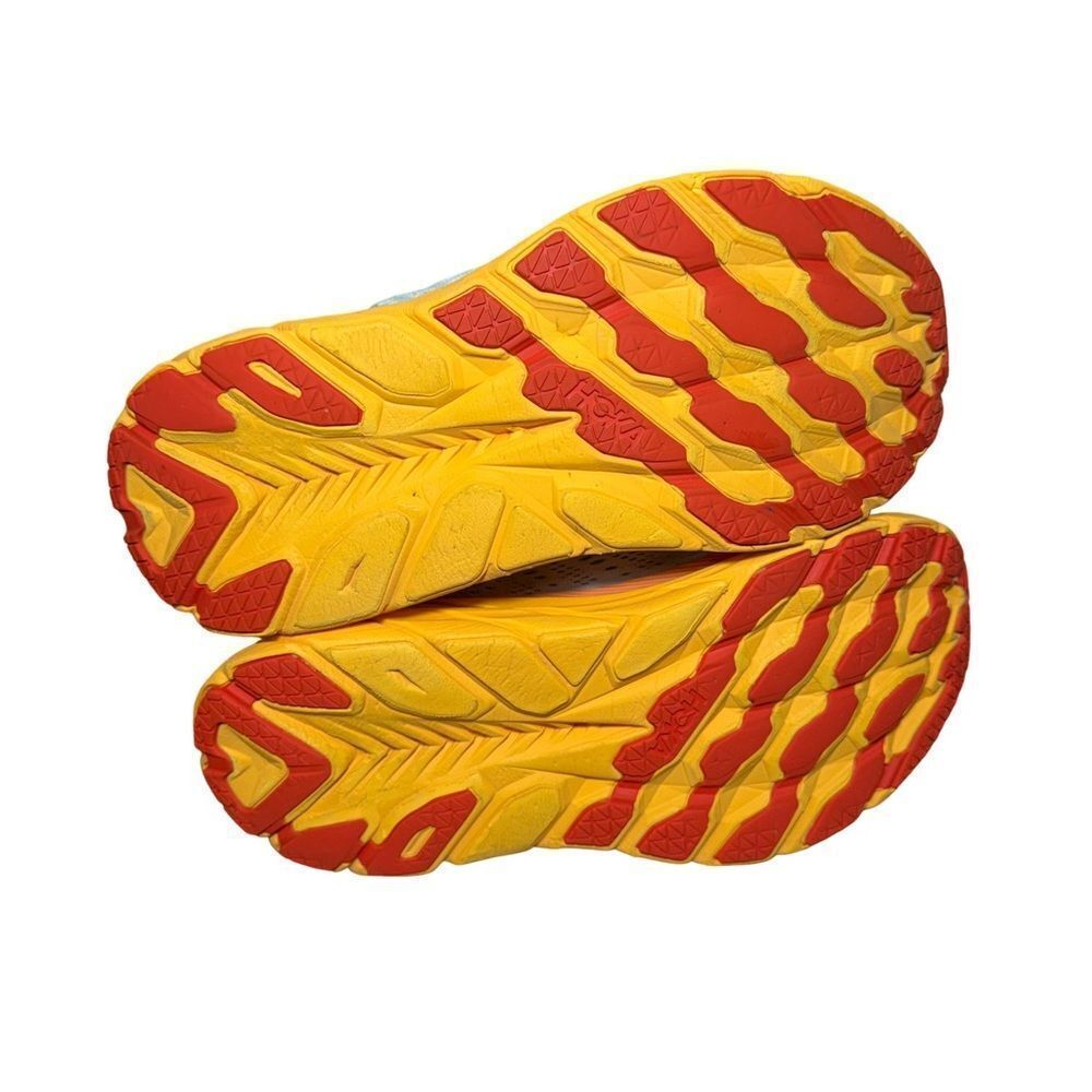 HOKA Women's Light Blue Running Yellow-Orange Sole Clifton 8 wide size 8D - Picture 5 of 7